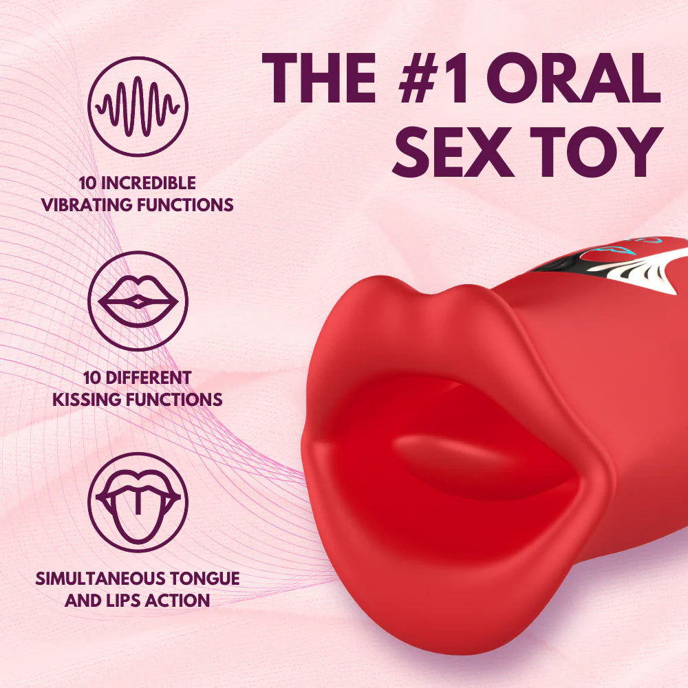 French Kiss Biting & Licking Moving Mouth Tongue Vibrator